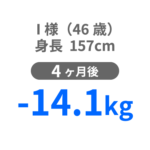 I様(46歳)身長157cm 4ヵ月後 -14.1kg